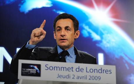 Francouzský prezident Sarkozy na summitu G20.