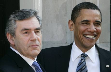 Gordon Brown a Barack Obama v Londýn