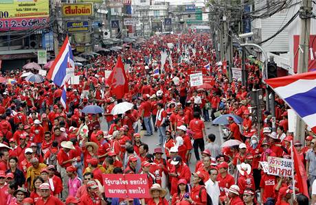 Thajt protivldn demonstranti v letovisku Pattaya.