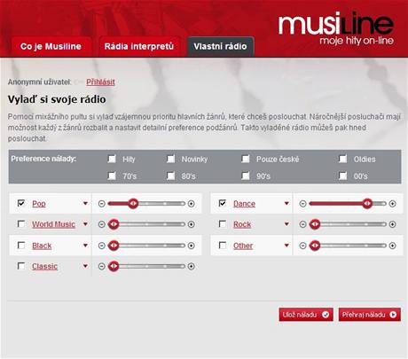 Musiline, internetový hudební pehráva portálu Koule.cz