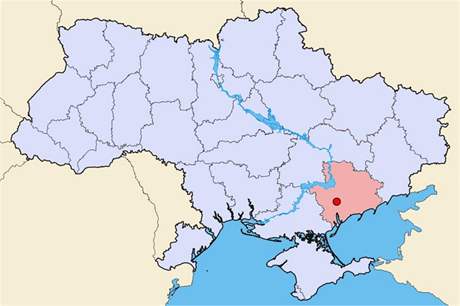 Melitopol na map Ukrajiny.