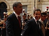 Obama se Sarkozym v Caen