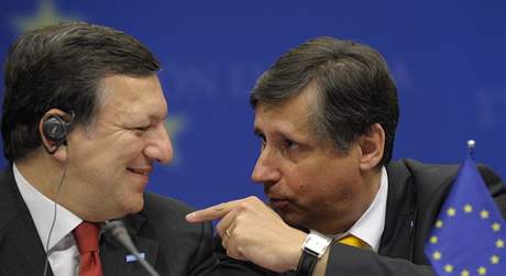 Preziden EK Jose Manuel Barroso s premiérem Janem Fischerem