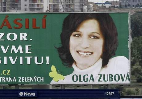 Olga Zubová na pedvolebním billboardu