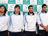 Argentiský tým (zleva): Juan Monaco, Leonardo Mayer, Jose Acasuso, Juan Martin Del Potro a kou Tito Vazquez.