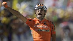 Španěl Mikel Astarloza jásá v cíli 16. etapy Tour de France. | na serveru Lidovky.cz | aktuální zprávy