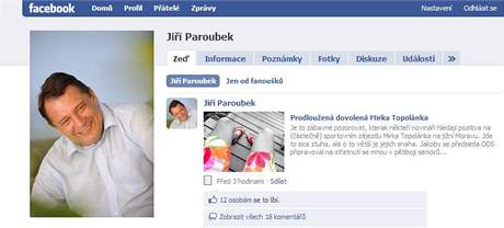 Profil Jiího Paroubka na Facebooku