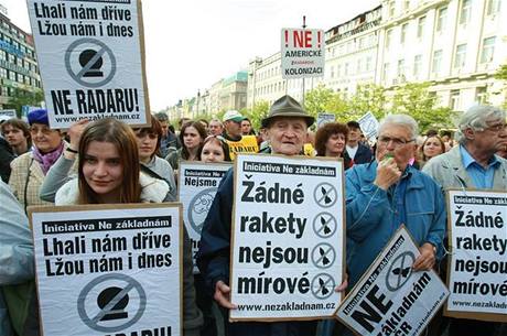 Dívjí demonstrace Iniciativy Ne základnám.