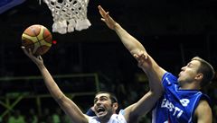 Utkání baráe divize A basketbalového mistrovství Evropy mu R - Estonsko.
