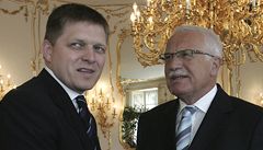 Robert Fico, Václav Klaus. Hlavy dvou ze stát Visegradské skupiny