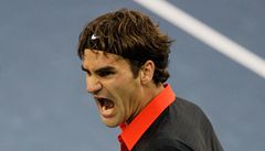 Radující se Roger Federer.