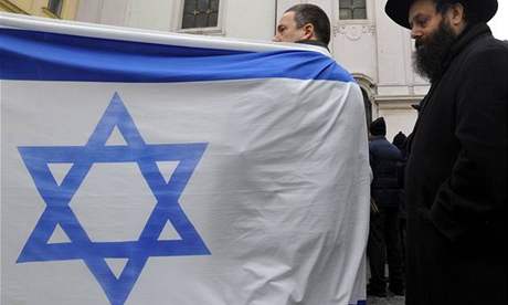 Izraelské vlajka v Praze