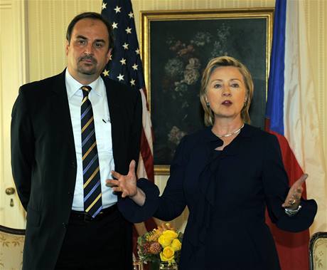 Jan Kohout a Hillary Clintonová na jednání v New Yorku.