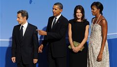 Nicolas Sarkozy, Barack Obama, Carla Bruni Sarkozyová a Michelle Obamová