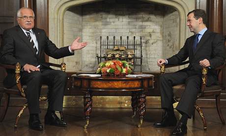 Prezident Václav Klaus v Moskv jedná se svým ruským protjkem Dimitijem Medvdvem