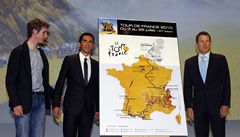 Zleva: Andy Schleck, Contador a Armstrong.