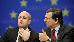 Summit EU: pedseda Evropské komise Jose Manuel Barroso (vpravo) a védský premiér Frederik Reinfeldt.