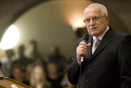 Václav Klaus na setkání se studenty PF UK
