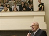 Václav Klaus na setkání se studenty PF UK