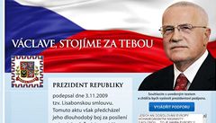 Petici podporující Klause 'podepisuje' na webu Jakeš nebo Brouk Pytlík 