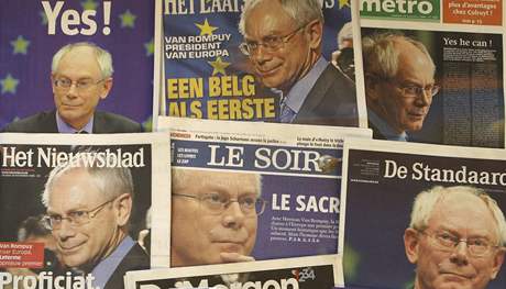 První evropský prezident Herman Van Rompuy ovládl titulky tisku