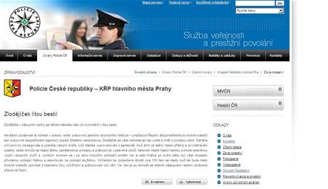 "Zlod�jí�ek lítou bestií" - zpráva na internetových stránkách Policie �R