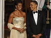 Michelle a Barack Obamovi ped slavnostní veeí s indickým premiéremManmóhanem Singhou   