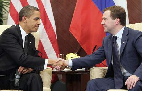 Barack Obama a Dmitrij Medvedv.
