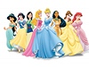 Disneyho princezny: Zleva princezna Jasmína (Aladin), Snhurka (Snhurka a sedm trpaslík), Mulan (Legenda o Mulan), ípková Renka, Popelka, Pocahontas, Bella (Kráska a zvíe), Ariel (Malá moská víla) 