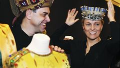 Kurátorka a autorka výstavy Jana Sommerová a herec Miroslav Táborský. 