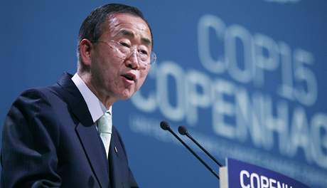 Generální tajemník OSN Pan Ki-mun na klimatickém summitu v Kodani
