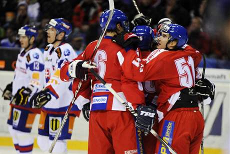 etí hokejisté porazili v pátelském utkání v Koicích Slovensko, které slaví 80. let organizovaného hokeje.