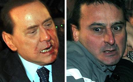 Italský premiér Berlusconi a útoník