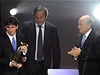 Lionel Messi, Michel Platini a Sepp Blatter.