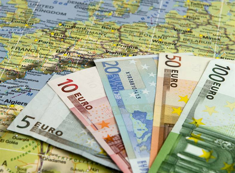 eurobankovky na map� Evropy