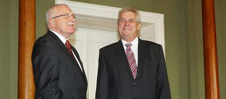 Milo Zeman na schzce u prezidenta Václava Klause