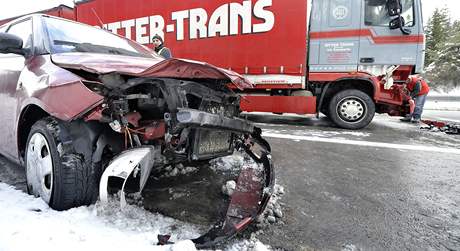 Hromadná nehoda na dálnici D1 zastavila na hodinu provoz smrem na Brno.