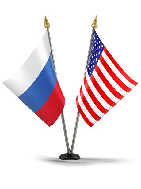 Vlajky USA a Ruska