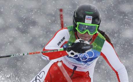 árka Záhrobská na trati olympijského slalomu.