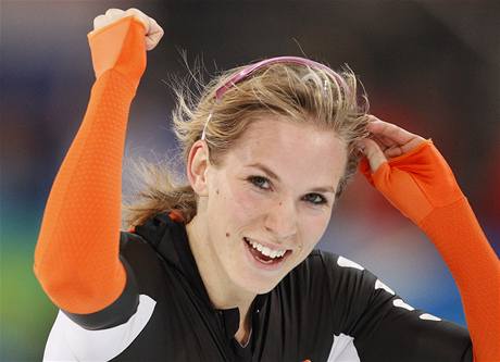 Annette Gerritsenov zskala stbrnou medaili v rychlobruslaskm sprintu na 1000 metr.