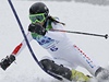 Sandrine Aubertová na trati olympijského slalomu.