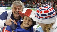 Petr Novák, Martina Sáblíková a Karolína Erbanová.