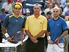 Roger Federer (vlevo), Ivan Lendl, André Agassi.