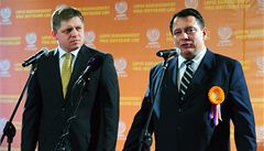 Konference �SSD v Teplicích - Robert Fico a Ji�í Paroubek.