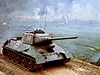 Sovtský legendární tank T-34, na snímku ukoistný exemplá v barvách Wehrmachtu