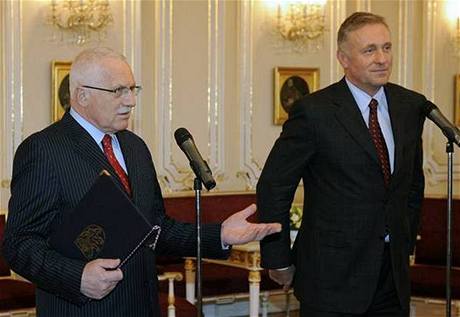 Prezident Václav Klaus a pedseda ODS Mirek Topolánek