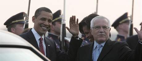 Obama s Václavem Klausem na loské návtv v PRaze