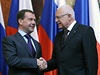 Ruský prezident Dmitrij Medvedv se setkal na Praském hrad se svým eským protjkem Václavem Klausem