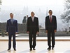 Dmitrij Medvedv, Václav Klaus a Barack Obama na Praském hrad.