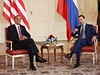 Barack Obama a Dmitrij Medvedv na Praském hrad.